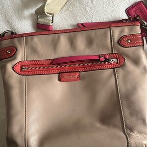 Coach Beige and Coral Crossbody Bag